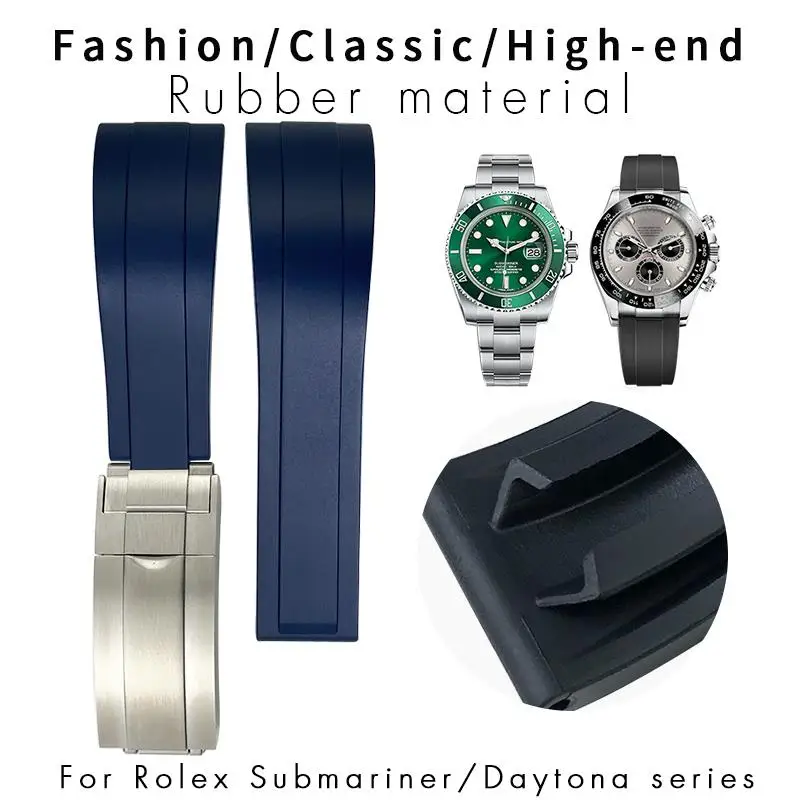Pcavo Cinturino In Gomma Siliconica 18Mm 19Mm 20Mm 21Mm Misura Per Rolex Submariner Oysterflex Daytona Yacht Master Gmt Seiko Watch
