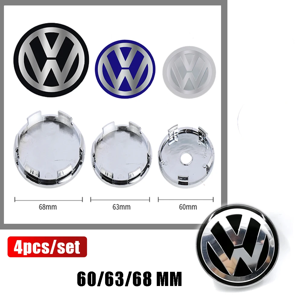 4 Pz 60Mm/ 63Mm/68 Mm Car Wheel Center Hub Caps Pneumatici Cerchioni Coperture Accessori Auto Per Volkswagen Vw Gti R Golf Polo Tiguan Passat