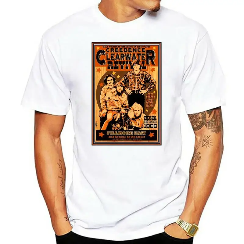 T-Shirt Vintage Retro Ccr Concert Poster Creedence Ccr 596 John Revival Fogerty Classic Rock Bill Grahm Filmore