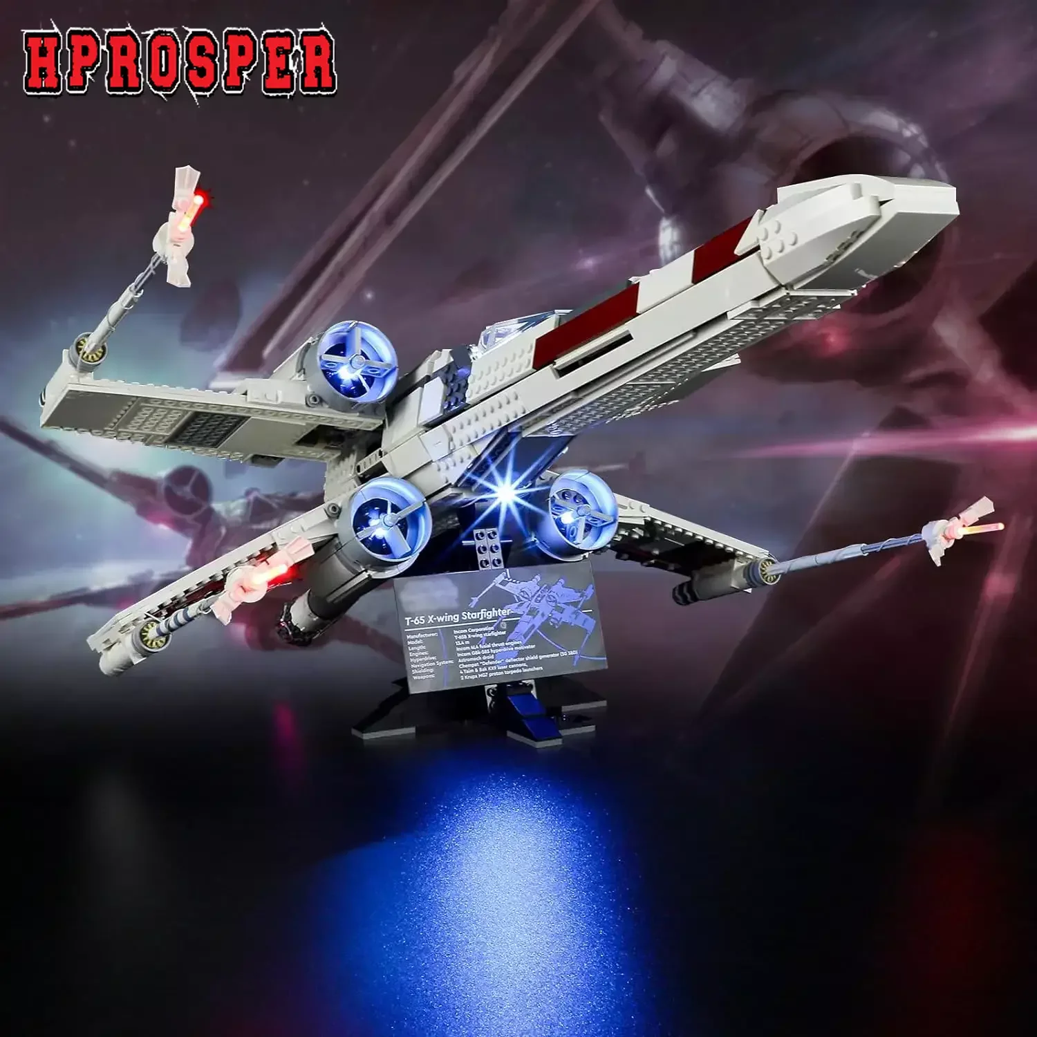 Hprosper 5V Luci A Led Per Lampada Decorativa Starfighter 75355 X-Wing Con Scatola Batteria (Non Includere Set Di Blocchi Lego)