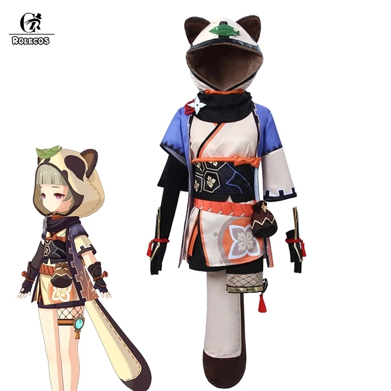 Rolecos Gioco Genshin Impact Sayu Costume Cosplay Sayu Cosplay Vestito Carino Genshin Impact Costume Donna Halloween Bella Coda