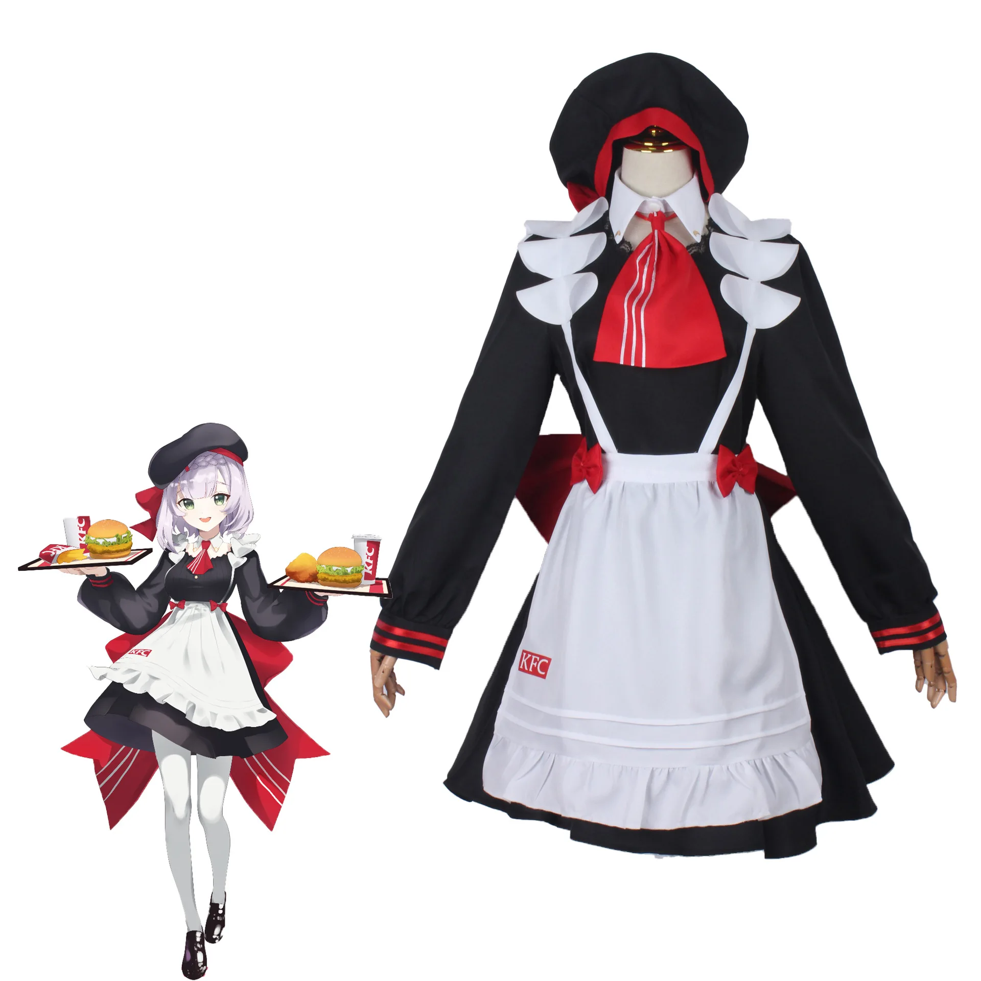 Cosplay Cameriera Vestito Gioco Genshin Impact Noelle Cameriere Cameriera Vestito Donna Carino Sexy Lolita Halloween Vestito Papillon Vestito Cappello