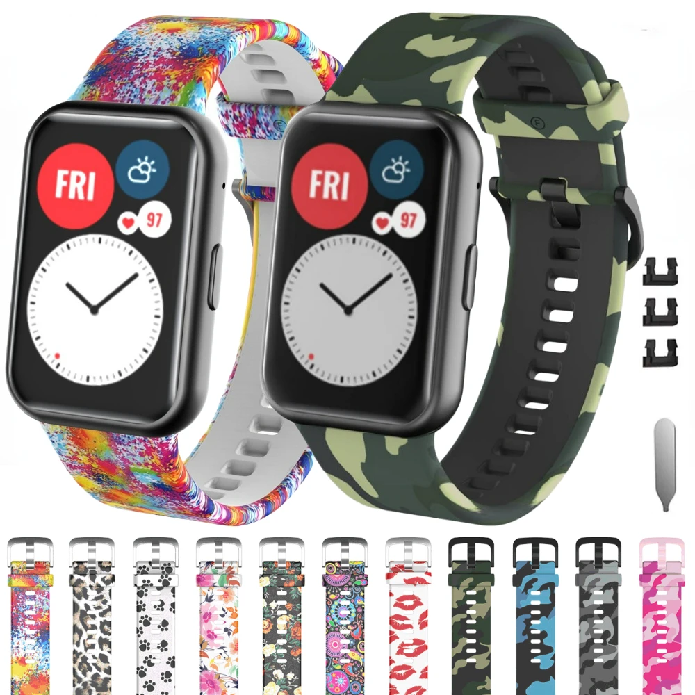 Cinturino In Silicone Per Huawei Watch Fit Bracciale Smart Watch Camouflage Graffiti Sport Wristband Huawei Watch Fit Strap Accessori