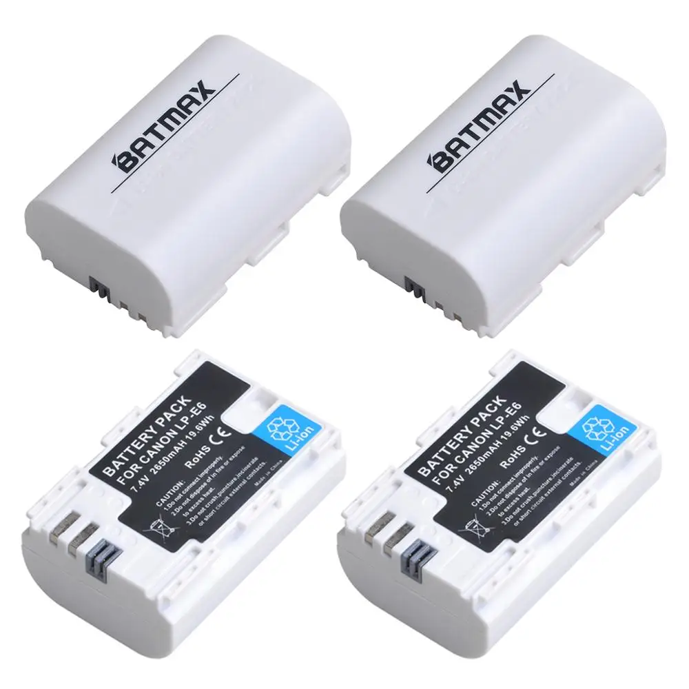 Batteria 4X 2650Mah Lp-E6 Lp E6 Lp-E6N Per Canon Eos 5D Mark Ii/Iii/Iv, Eos 5Ds, 5Ds R, Eos 6D, 6D Mark Ii, Eos 7D, 7D Mark Ii