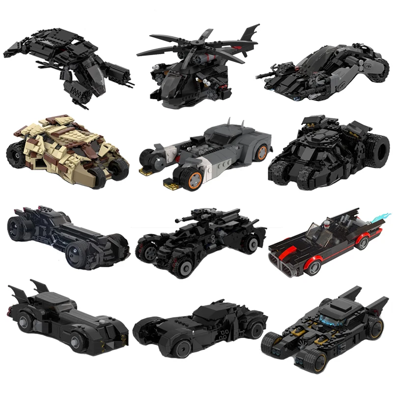Moc Superhero Knight Technical Car Animated Series Battles Tumbler Veicolo Blindato Batpod Batwing Building Blocks Giocattoli Regalo