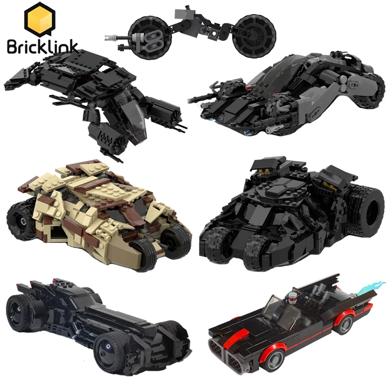 Bricklink Superhero Knight Technical Car Animated Series Battles Tumbler Veicolo Blindato Batpod Building Blocks Giocattoli Per Bambini Regalo