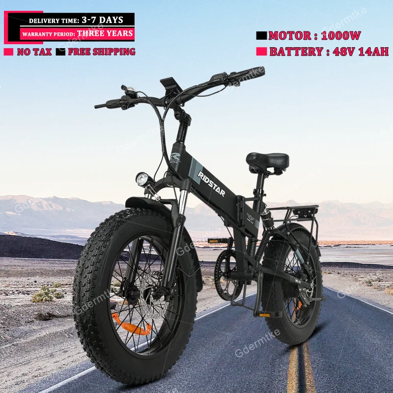 Magazzino Ue Ridstar H20 Bici Elettrica 1000W 48 V14Ah Batteria 100Km Bicicletta Elettrica Pieghevole 20*4.0 Pollici Fat Tire Mountain Ebike