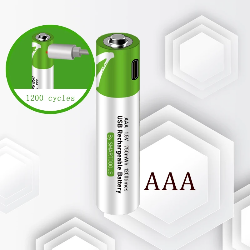 Batteria Aaa 1.5V 750Mwh Tipo-C Batteria Al Litio A Ricarica Rapida Bateria De Litio Bateria De Aaa Аккумулятор