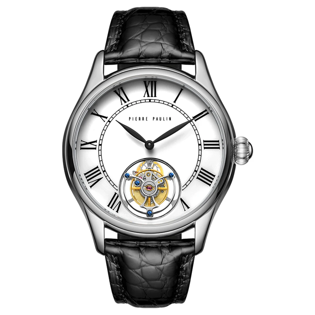 Merkur Mens Tourbillon Orologi Orologio Di Lusso Per Uomo Orologio Da Polso Meccanico Zaffiro Specchio Cinturino In Pelle Bilance Romane