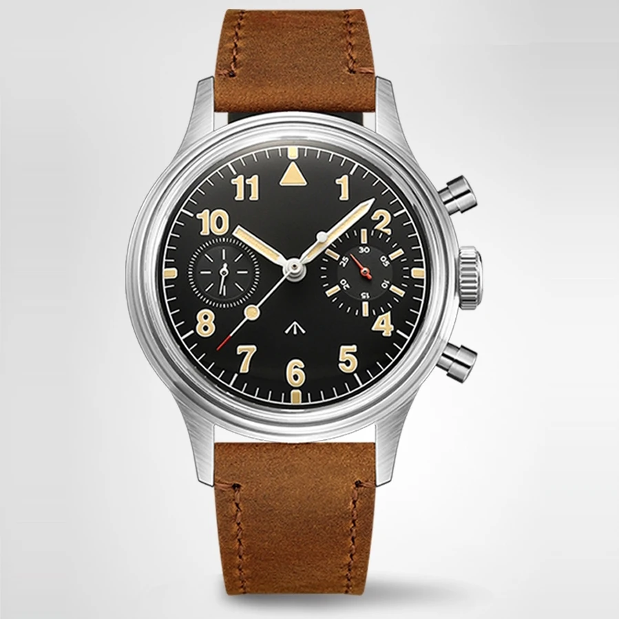 Merkur Mens Pilot Watches Cronografo Militare Maschile Mano Vento Orologio Da Polso Meccanico Sport C3 Luminoso 30M Impermeabile St29