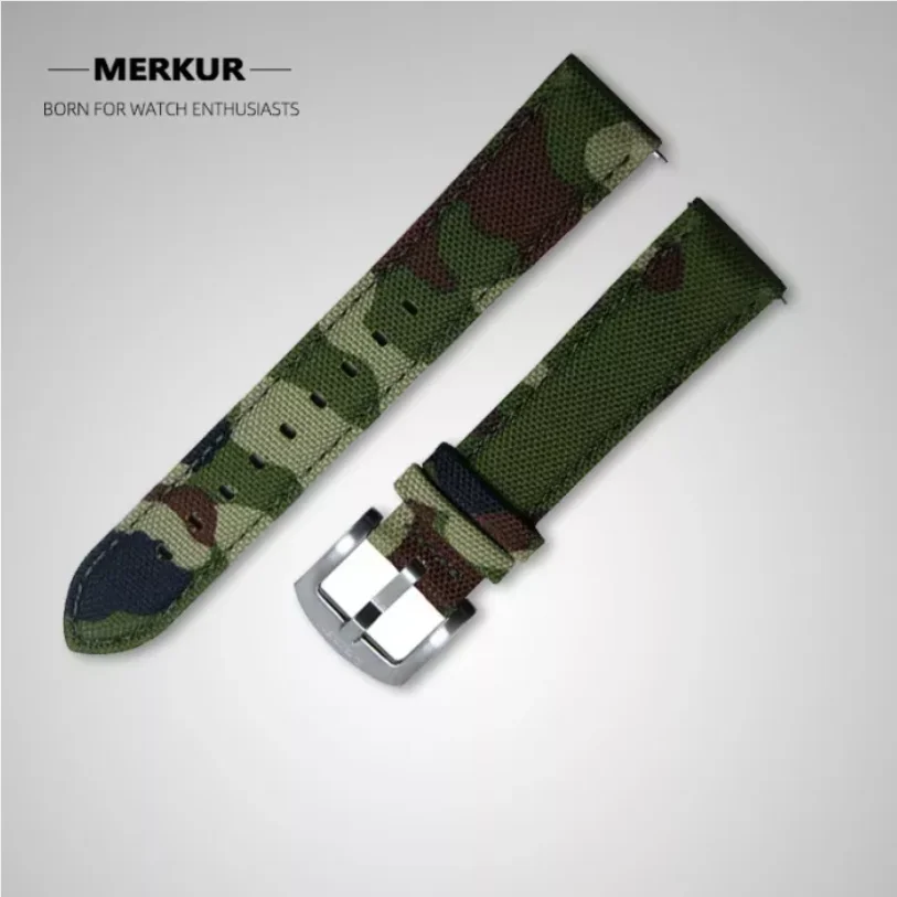 20Mm Camouflage Impermeabile Delicato Sulla Pelle Traspirante, Orologio Da Polso In Nylon Retrò Artigianale