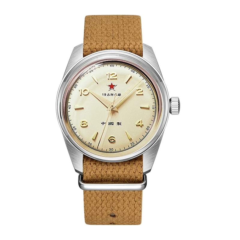 Merkur Mens Retro Watches Luxury Men Watch 38Mm Dress Manual Wind Orologio Da Polso Meccanico Classic 50M Impermeabile Red Star