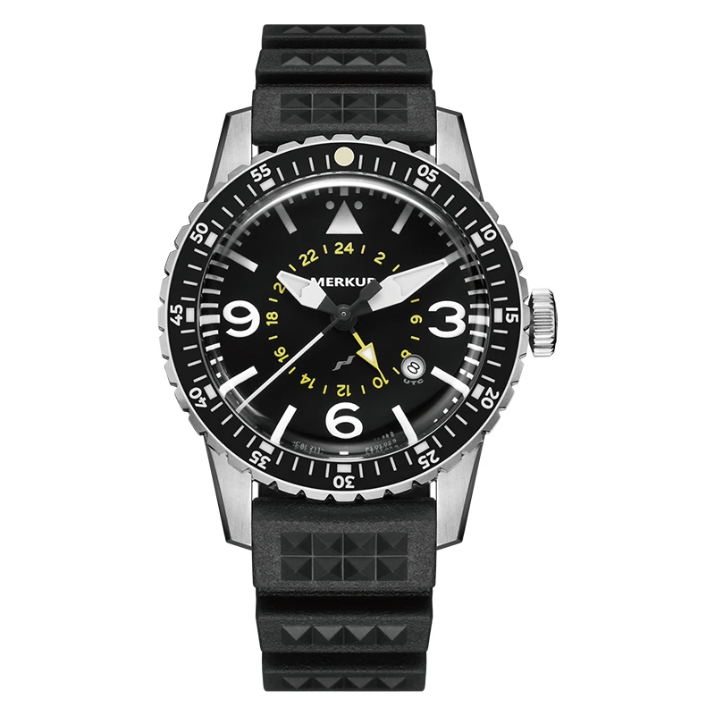Merkur Men Pilot 100M Diving Watch Time Gmt Watch Automatic Top Brand Vetro Zaffiro Orologi Da Uomo Reloj Hombre Machinery Watch