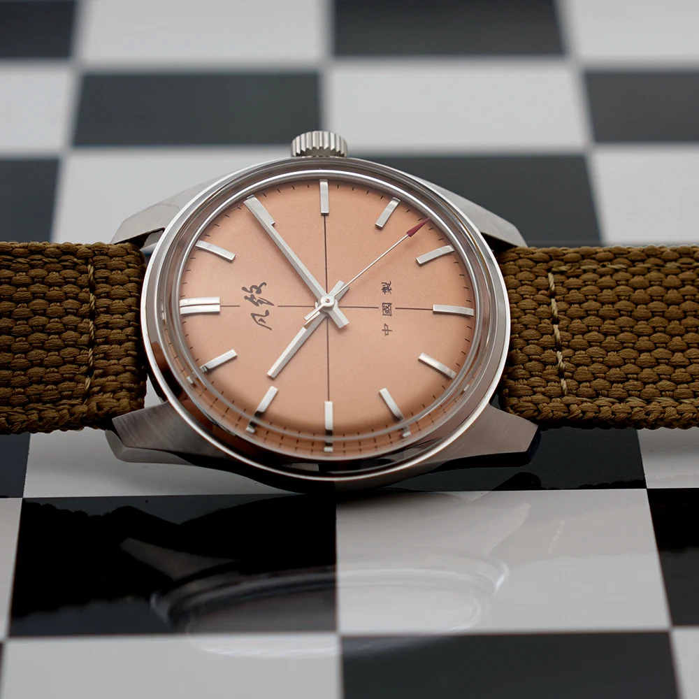 Merkur Watch Salmon Dial Watch Vintage Casual Dress Orologi Handwind Orologio Meccanico Per Uomo Relogio Masculino