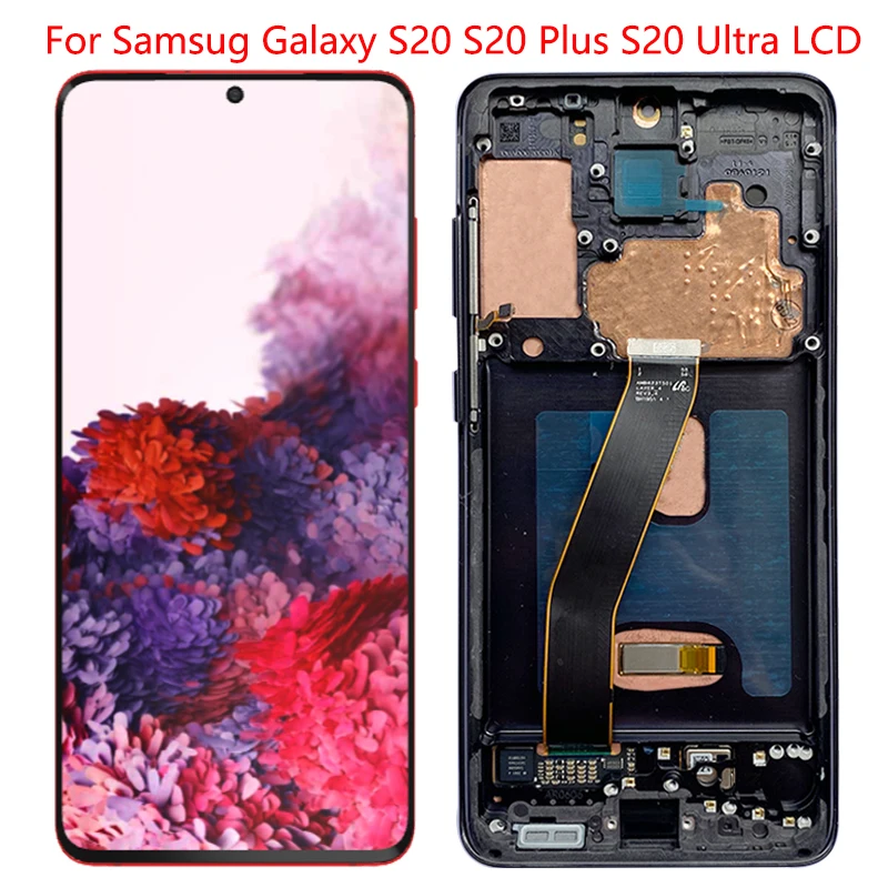 Super Amoled S20 Lcd Per Samsung S20 Ultra Lcd Con Gruppo Telaio S20 Plus Sm-G986F/Ds G988B G981B Display Touch Screen