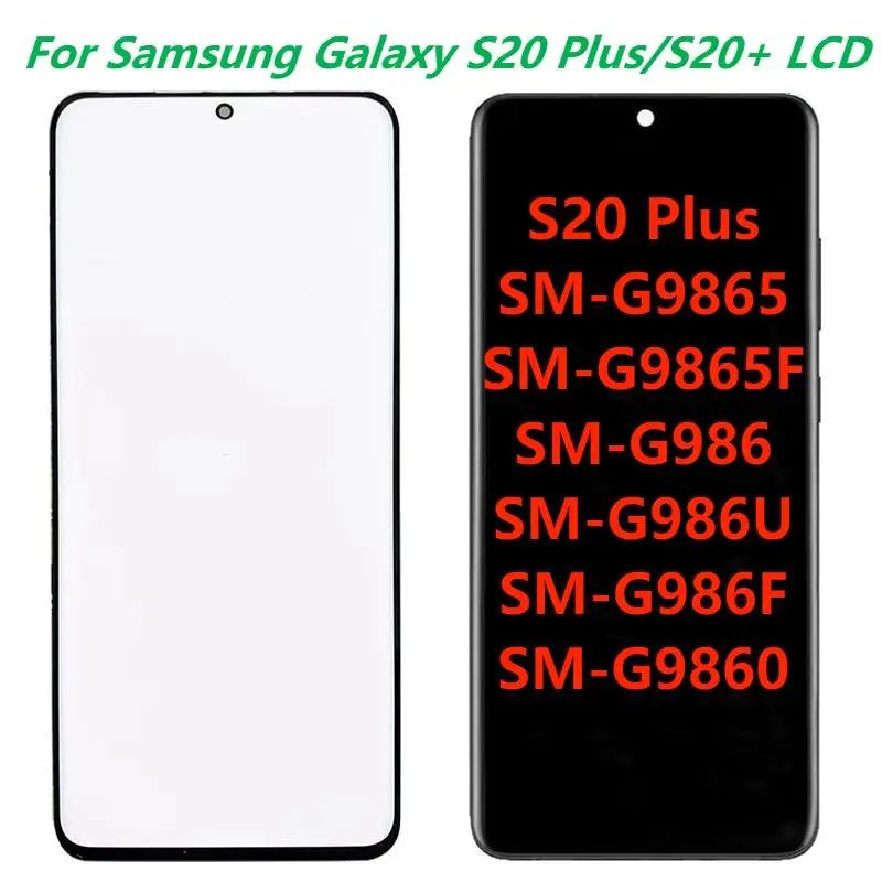 Amoled 6.7 "Per Samsung S20 + Sm-G985F Display Lcd Con Cornice S20 Plus Sm-G986F Lcd Touch Screen Digitizer Riparazione Di Ricambio