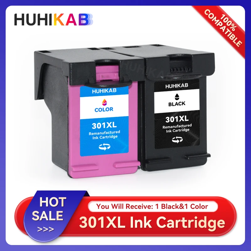 Huhikab 301 Xl Refilled Cartridges For Hp 301 301Xl Ink Cartridge For Hp301 Envy 5530 Deskjet 2050 2540 2510 1000 1050 Printer