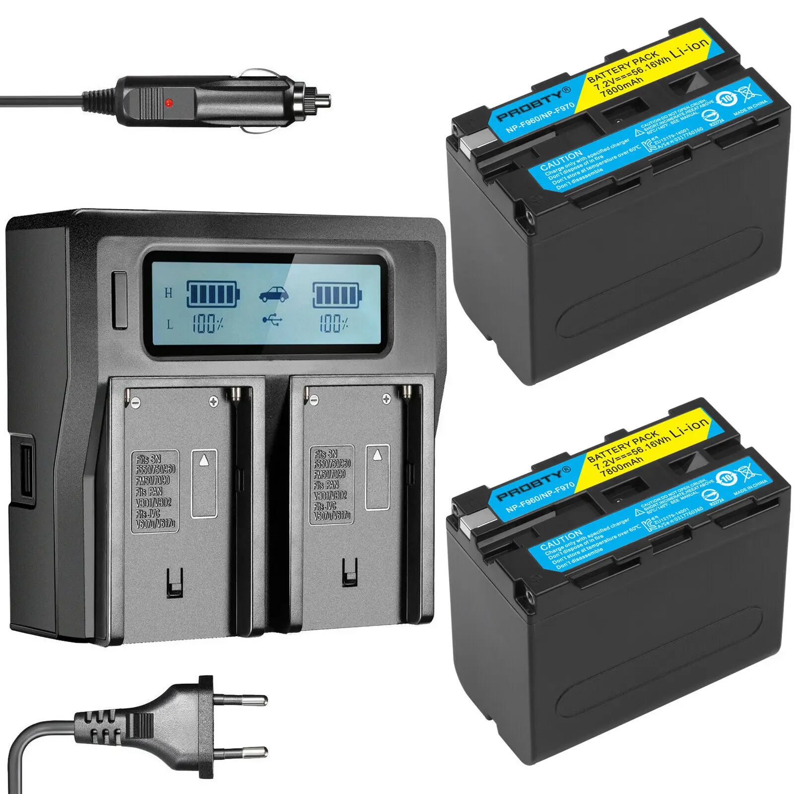 7.4V 7800Mah Np-F960 Np-F970 Np F960 F970 Batterie Ricaricabili + Doppio Caricatore Lcd Per Sony Hvr-Hd1000 Hvr-Hd1000E Hvr-V1J