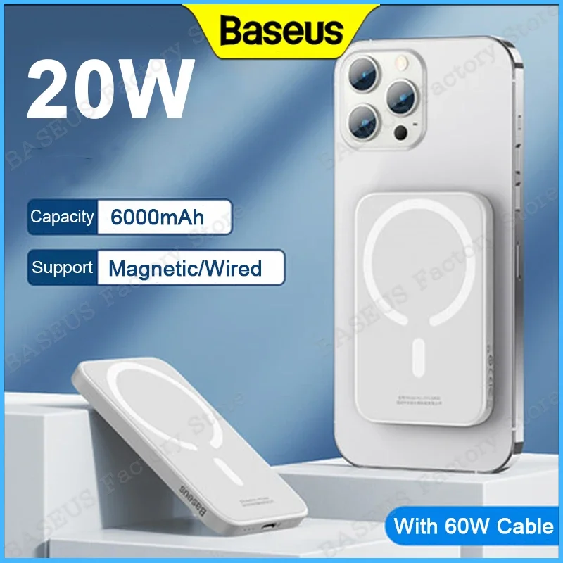 Baseus Magnetic Power Bank 20W 10000Mah Batteria Wireless Magsafe Powerbank Caricabatterie Portatile Per Iphone 14 13 12