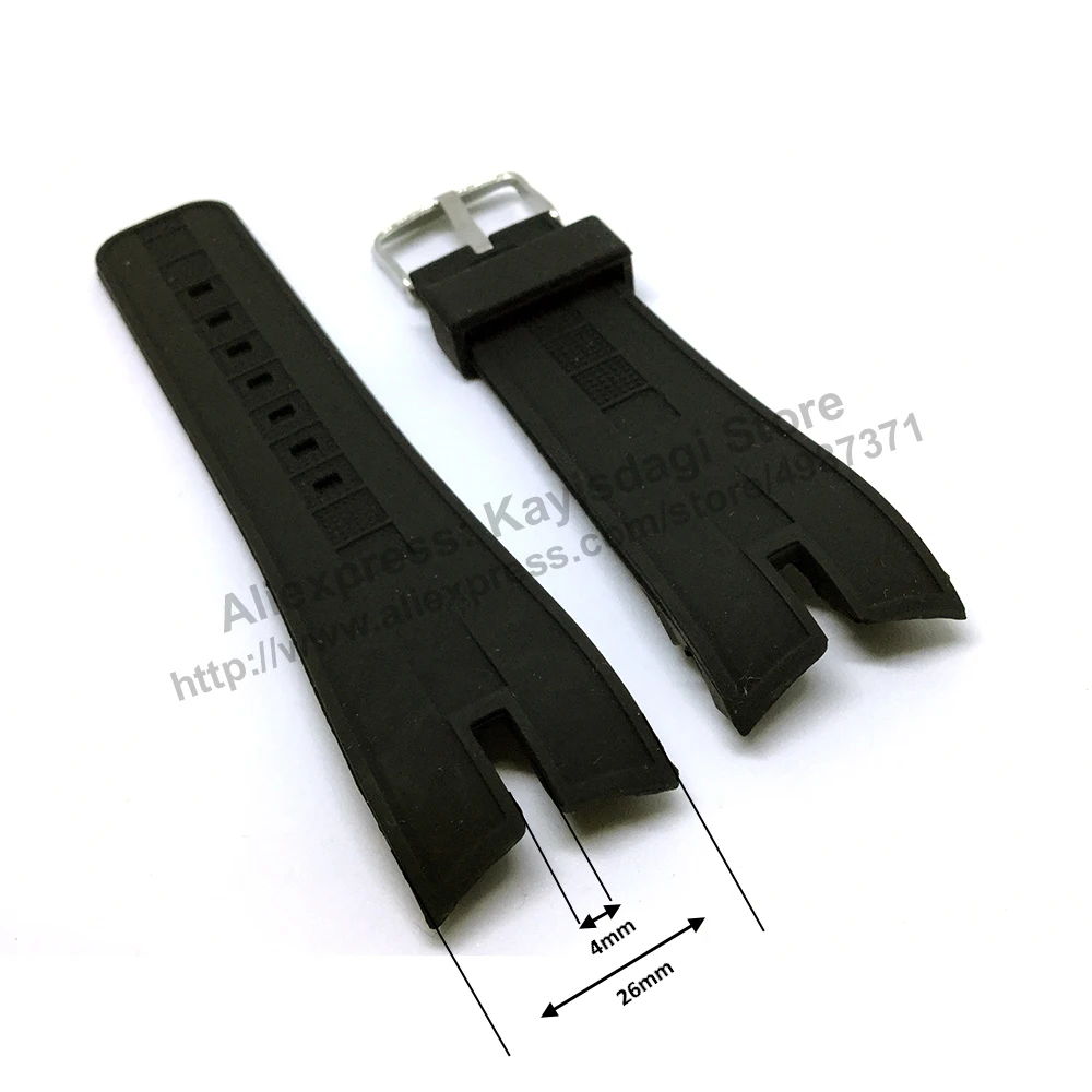 Cinturino/Cinturino In Gomma Siliconica Morbida Nera Da 26Mm Compatibile Per Roger Dubuis Excalibur E Easydrive