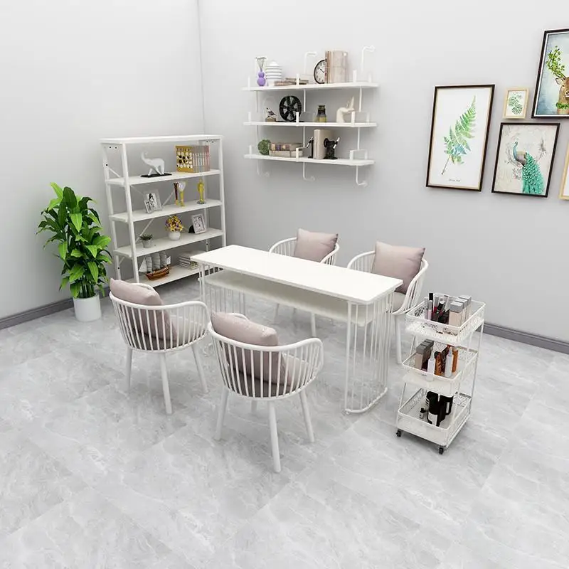 Nordic Exquisite Nail Desk Metal Beauty Simple White Manicure Tables Design Receptionist Tavolo Manicure Furniture Hd50Zj