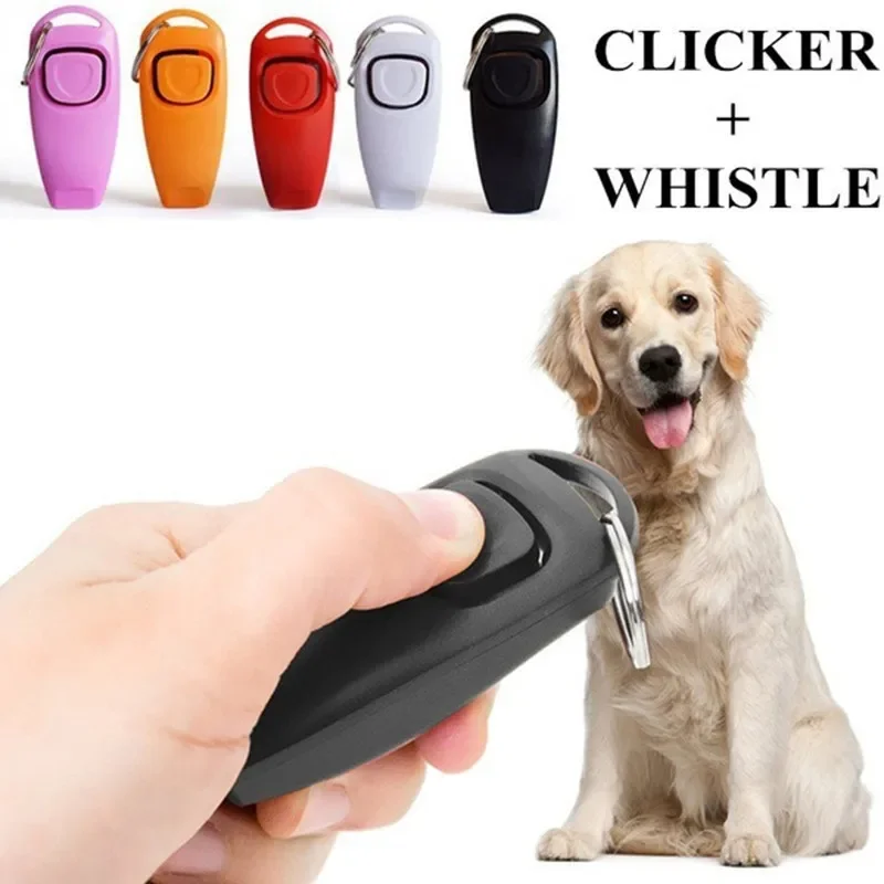 2 In 1 Pet Dog Clicker Dog Training Whistle Clicker Dog Trainer Puppy Stop Barking Training Aid Tool Con Portachiavi Forniture Per Animali Domestici