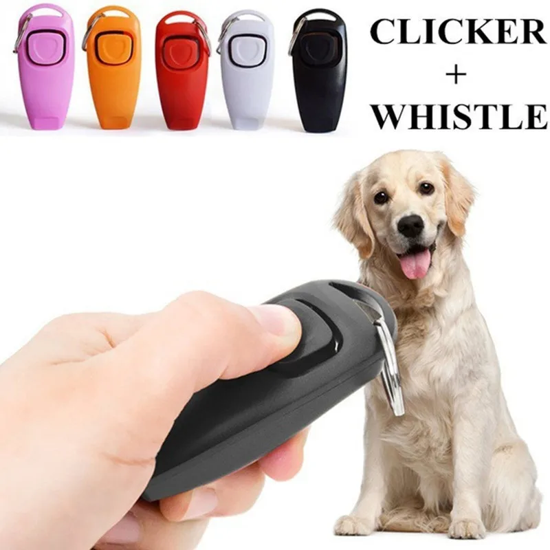 2 In 1 Pet Dog Clicker Dog Training Whistle Clicker Dog Trainer Puppy Stop Barking Training Strumento Di Aiuto Con Portachiavi Forniture Per Animali D