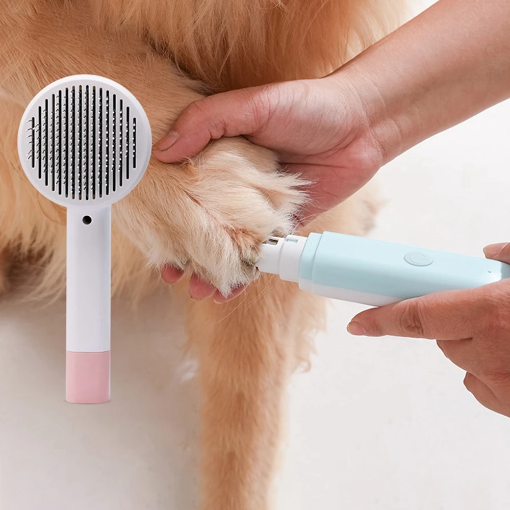 Pet Grooming Brush For Dogs Cats Pet Grooming Brush Tool 2 In 1 Tagliaunghie Per Cani Pet Quiet Cat Paws Nail Grooming Trimmer Tools