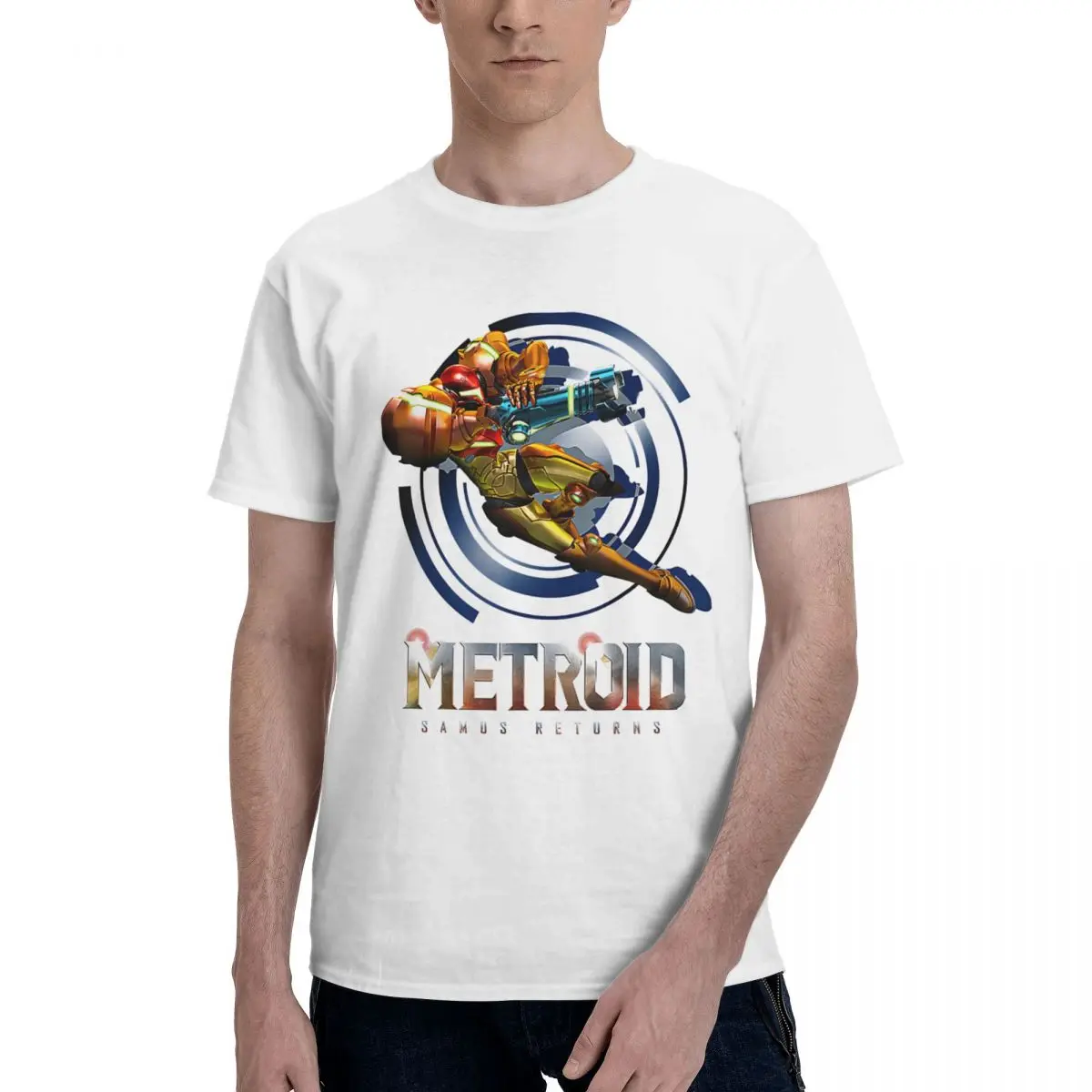 Nintendo Metroid Samus Returns Jump Action Graphic Super Metroid Men Tshirt 100% Cotone Maschio Top Stampato Manica Corta