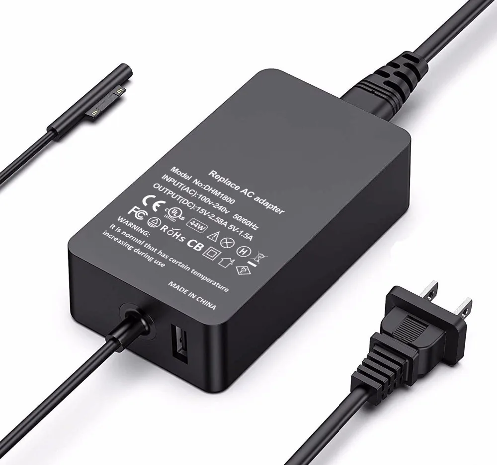 Alimentatore 44W 15V 2.58A Per Microsoft Surface Pro 3/4/5/6/Surface Laptop 2/Surface Go & Surface Book