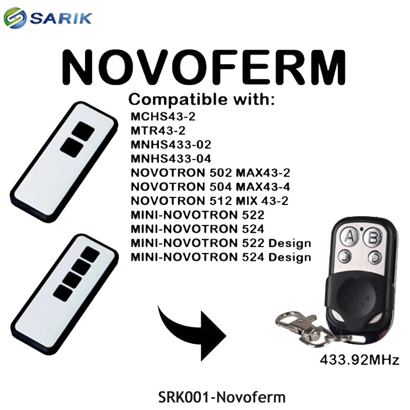 Novoferm Mini-Novotron 522 Design Garage Command Telecomando Novoferm Trasmettitore Portatile Rolling Code 433.92Mhz Key Fob