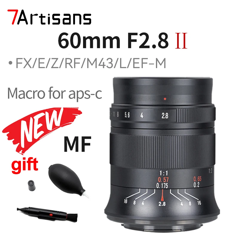 7 Artigiani 60Mm F2. 8 Ii Obiettivo Della Fotocamera Obiettivo Macro Mf Per Fujifilm Fuji X Canon M Ef-M Nikon Z Zfc Sony E Olympus Panasonic M4/3