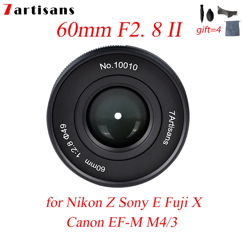 7 Artigiani 60Mm F2. 8 Ii Obiettivo 1:1 Ingrandimento Macro Per Canon M Ef-M Fujifilm Fuji X Nikon Z Sony E Olympus Panasonic M4/3 Mf