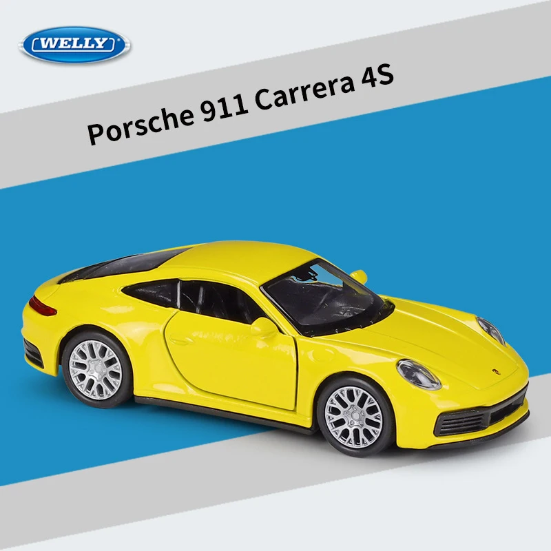 Welly 1:36 Porsche 911 Carrera 4S Supercar Simulazione Veicoli Giocattolo Modello Lega Tirare Indietro Giocattoli Collezione Regalo Auto