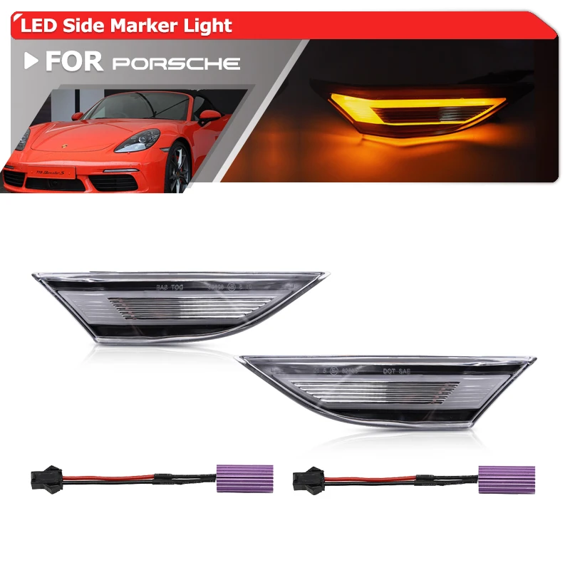 Adatto Per Porsche 991 Carrera S 4 4S Gts Gt3 981 Boxster Cayman 718 Boxster Cayman Canbus Anteriore Ambra Led Laterali Segnali Luminosi