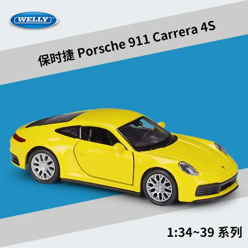 Welly 1:36 Porsche 911 Carrera 4S Simulazione Modello Di Auto In Lega Giocattolo A Strappo B619