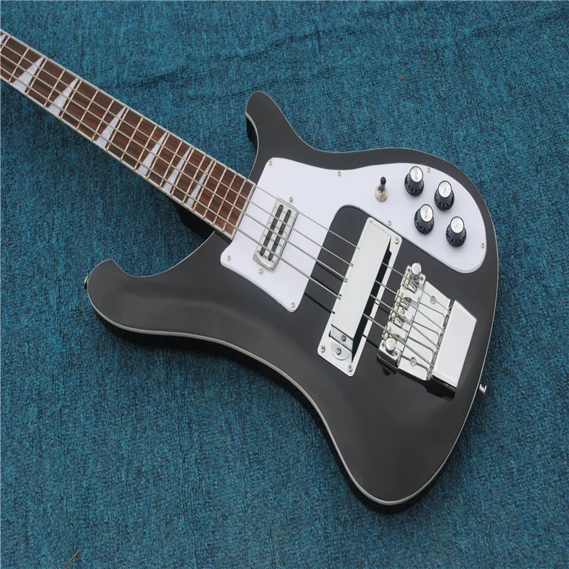 2021! Nuovo! Rickenback Custom 4003 Fireglo 4 Corde Basso Nero Ricken Bass Doppia Uscita Injacks Mono E Stereo