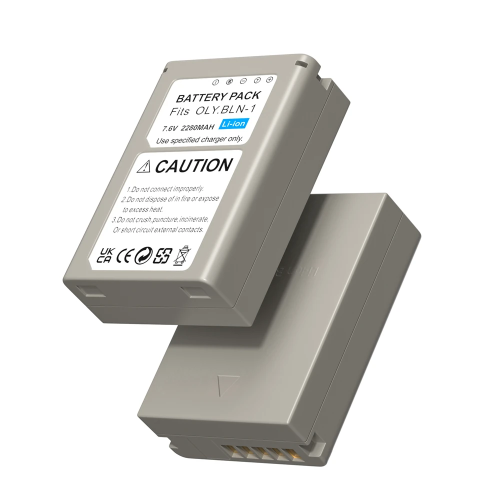 2280Mah Bln-1 Bln 1 Ps-Bln1 Batteria + Doppio Caricatore Usb Per Olympus Om-D E-M1, Olympus Pen F, Om-D E-M5, Penna E-P5, Om-D, Hld-6