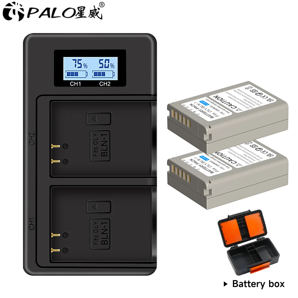 Batteria Per Fotocamera Palo Bln-1 Ps-Bln1 Per Olympus Om-D E-M1, Olympus Pen F, Om-D E-M5, Penna E-P5, Om-D + Caricatore Doppio Lcd Usb