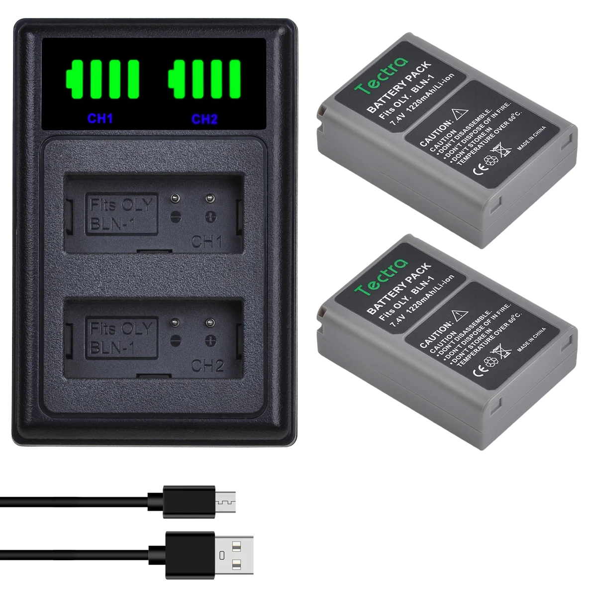 1220Mah Bln-1 Bcn1 Ps-Bln1 Batteria + Led Doppio Caricatore Per Olympus Pen F, Om-D E-M1, Om-D E-M5, Om-D E-M5 Mark Ii, Om-D E-P5