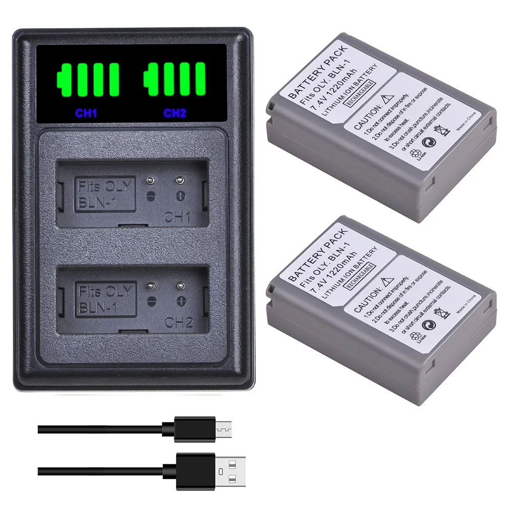 Bln-1 Ps-Bln1 Batteria + Caricabatterie Per Olympus Om-D E-M1, Penna F, Om-D E-M5, Penna E-P5, Om-D