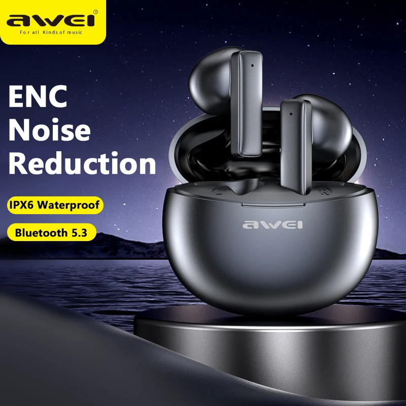 Awei T87 Tws Bluetooth 5.3 Auricolari Auricolari Bluetooth Wireless Touch Control Cuffie Stereo Cuffie Sportive Impermeabili