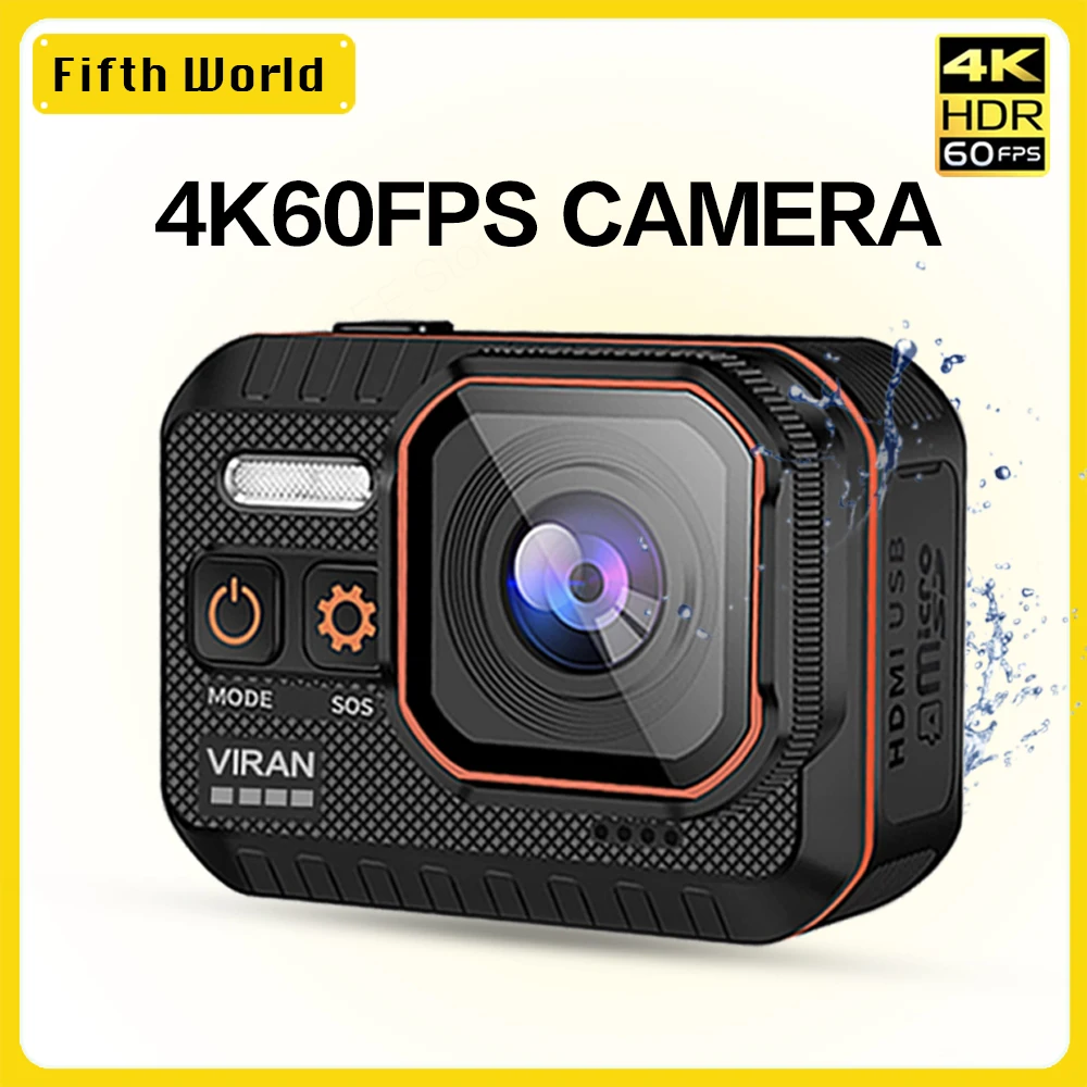Viran Action Camera 4 K60Fps Wifi Telecomando 30M Impermeabile 170 ° Grandangolare Action Camera Dash Cam Go Sport Camera Pro