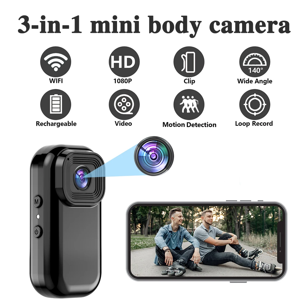 1080P Mini Action Camera Portatile Pocket Cam Sport Dv Registrazione Video Wireless Wifi Body Camera Bike Moto Dash Cam
