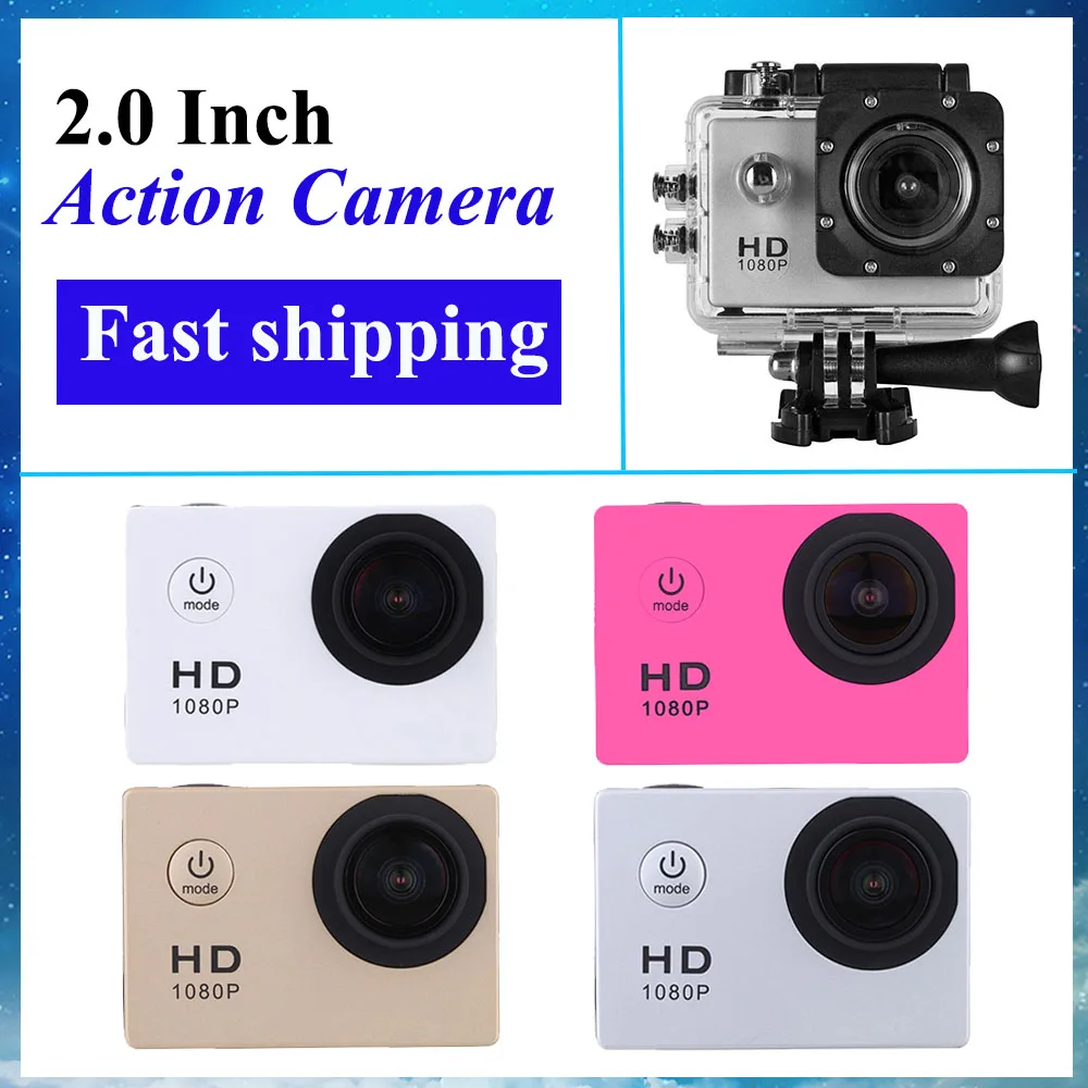 Action Camera Da 2.0 Pollici Full Hd 1080P Fotocamera Sportiva Subacquea Impermeabile 500 Mega Go Out Casco Registrazione Video Dv Car Cam Pro