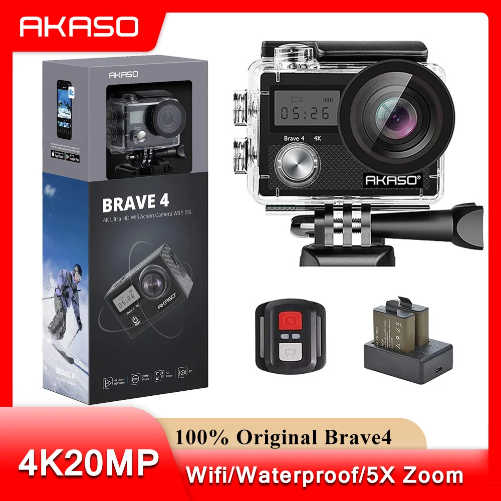 Akaso Brave 4 Action Camera Ultra Hd 4K Wifi 2.0 "170D 20Mp Casco Subacqueo Impermeabile Cam Camera 4K Sports Camera In Negozio