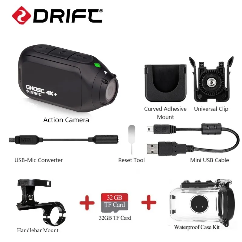 Drift Ghost 4K Plus Action Sports Camera Moto Bicicletta Bike Mount Casco Cam Con Wifi 4K Hd Risoluzione Microfono Esterno