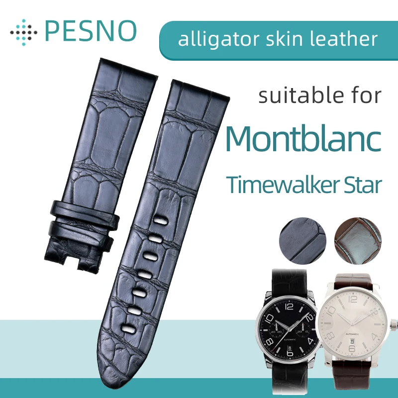 Pesno Compatibile Con Montblanc Timewalker Star 9670/U0107073 Cinturino Per Orologio Da Polso In Vera Pelle Di Coccodrillo Cinturini Per Orologi Da Uo
