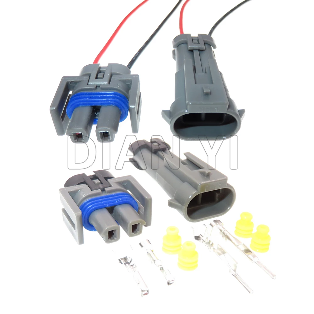 1 Set 2 Way Car Electrical Sockets For Buick 1J0973702 12162017 Automobile Air Conditioning Electromagnetic Clutch Plugs