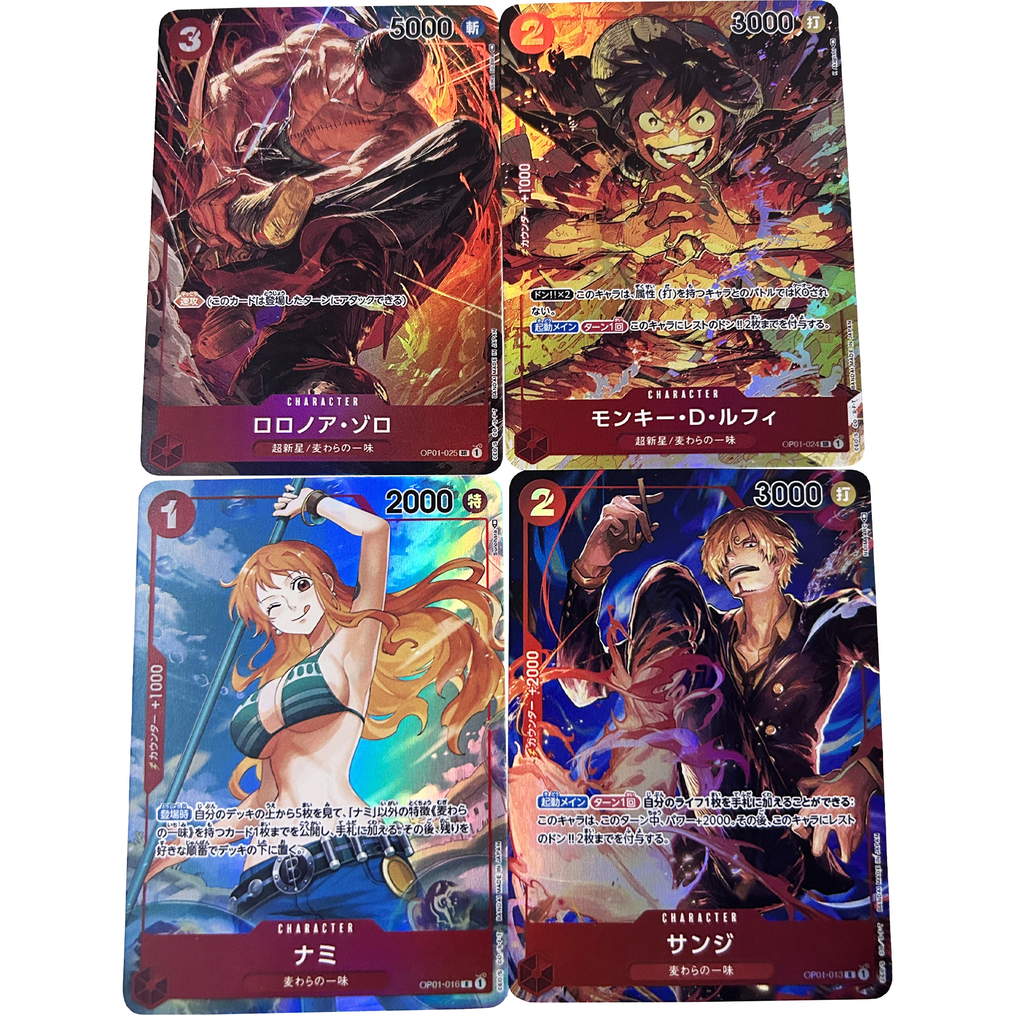 4 Pz/Set Fai Da Te Self Made One Piece Flash Cards Rufy Nami Zoro Sanji Gift Toy Game Anime Collection Cards